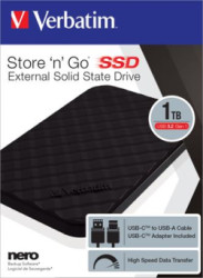 SSD (extern pam), 1TB, USB 3.2, VERBATIM "Storen Go", ierna